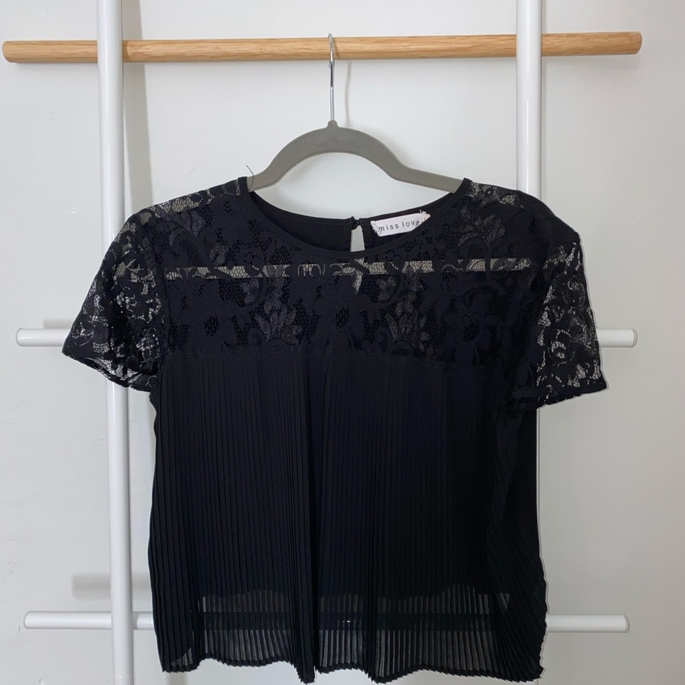 Black Sheer Lace - Miss Love top size L